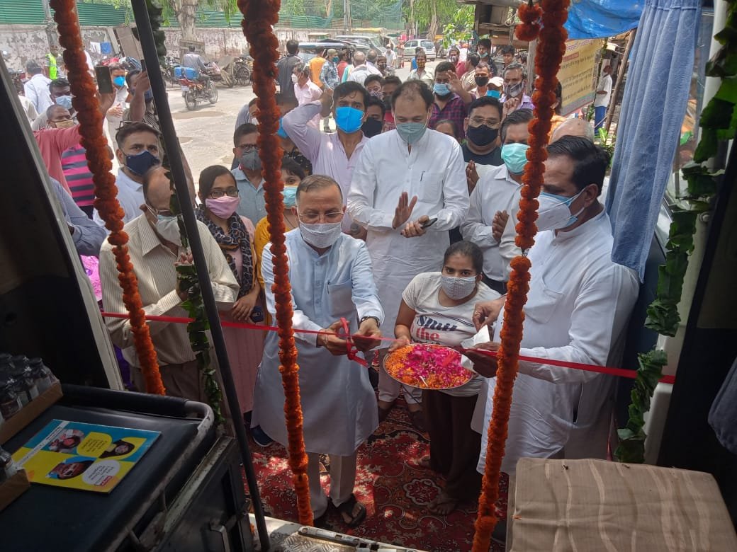 ayurvedic mobile dispensary was launched at p. deendayal upadhyay jhuggi seva basti camp p. bagh